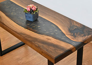 Jarrah Dining Table with Epoxy Resin Detailing