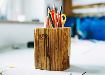 Wooden pencil pot